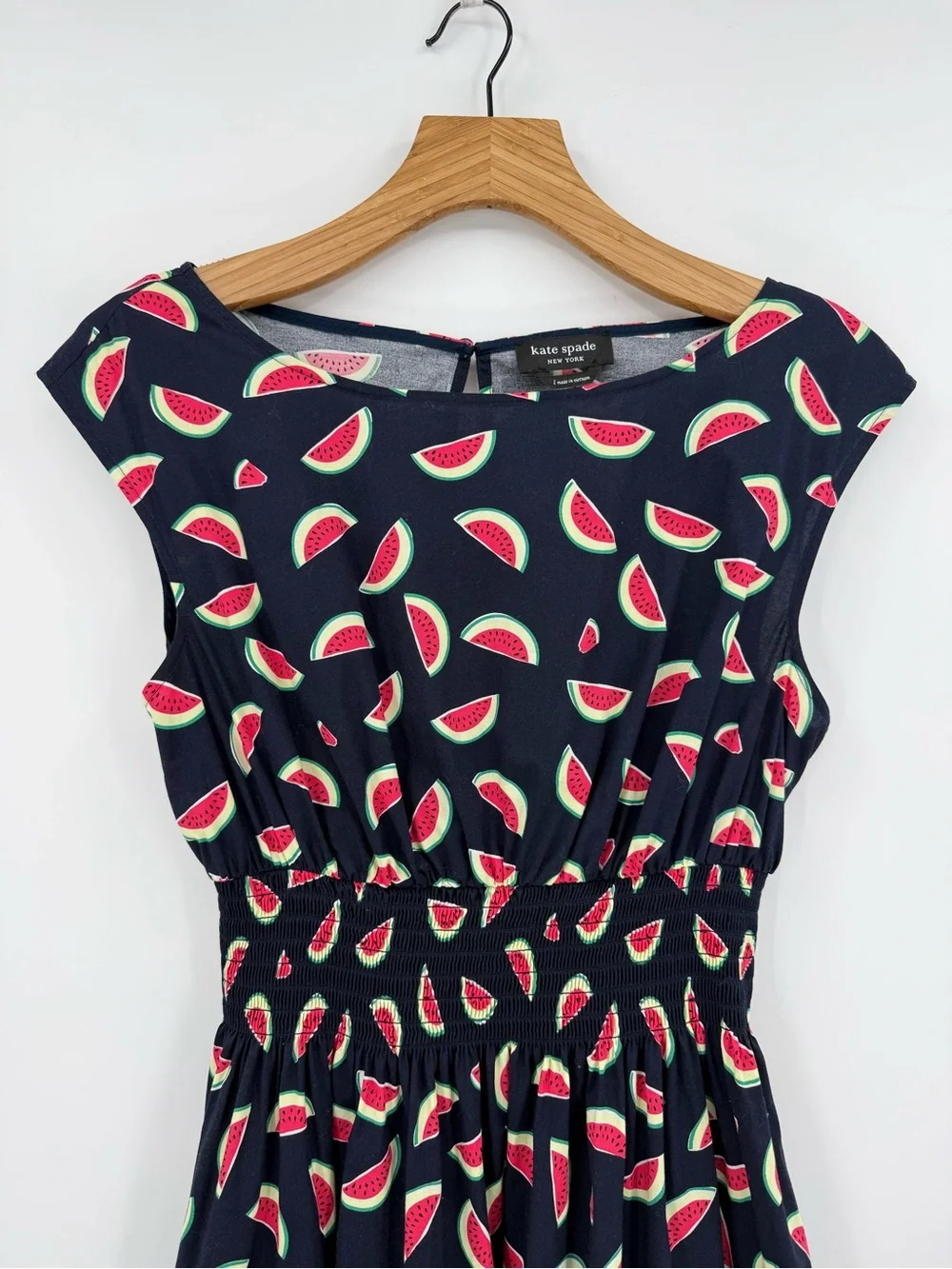 Kate Spade Watermelon Summer Party Blaire Dress Fit Flare in Parisian Navy L